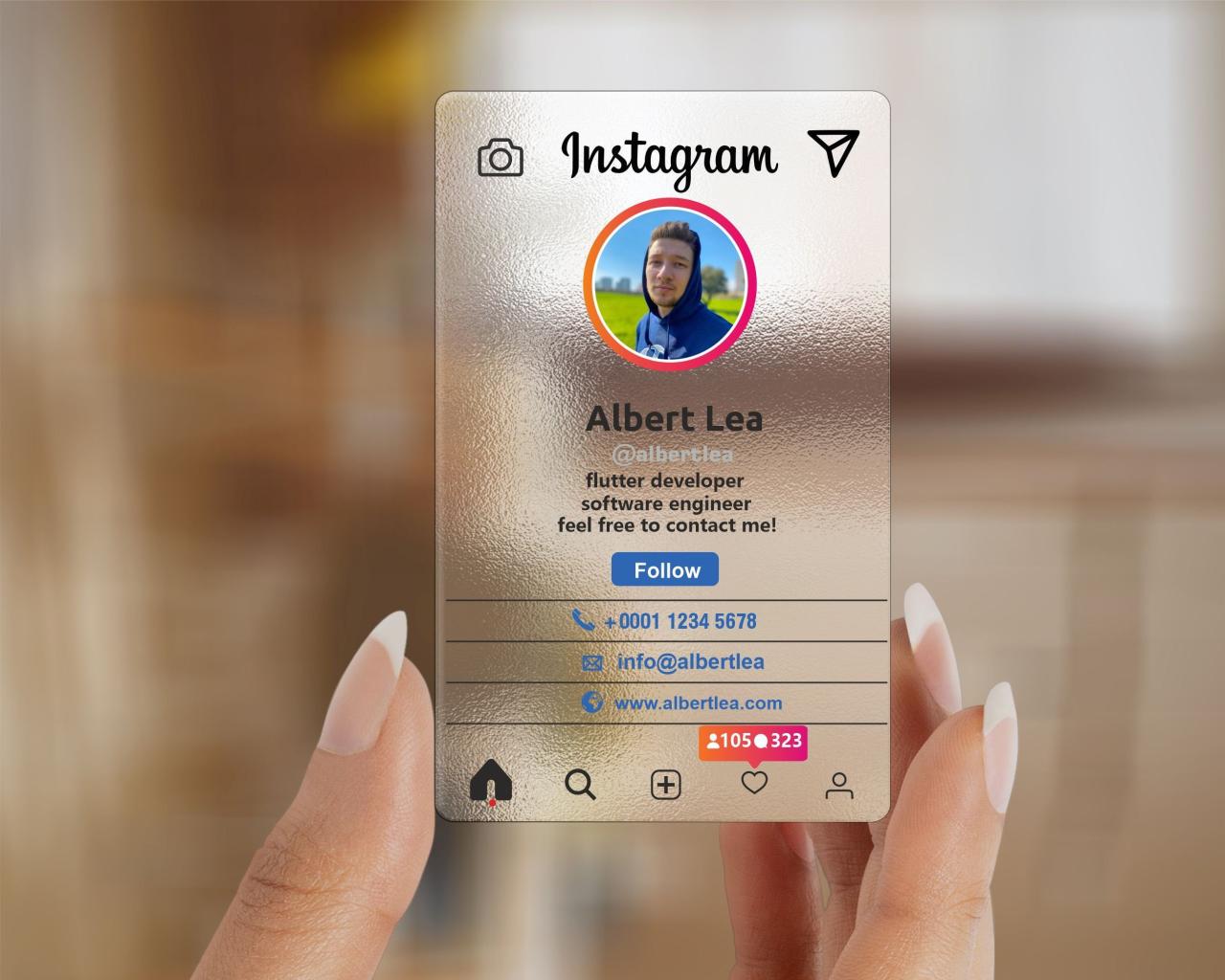 How to write instagram handle on business card