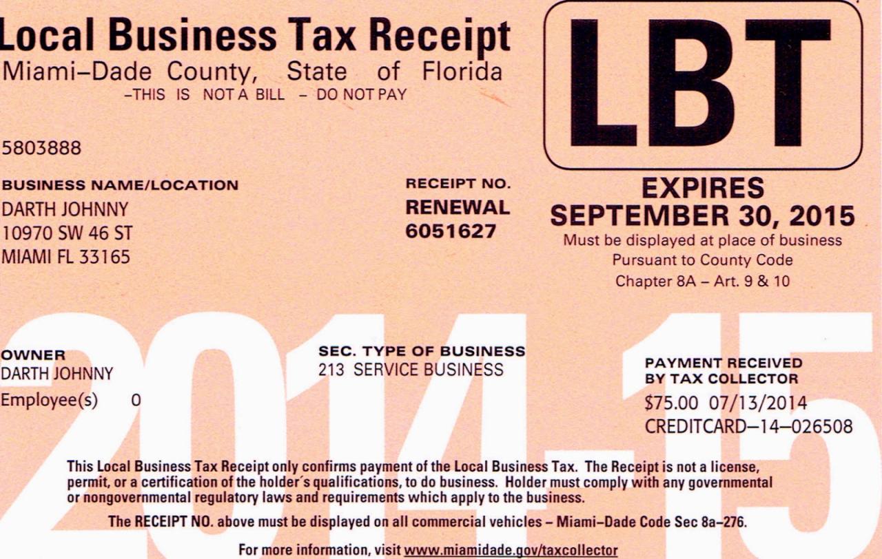 What is a business tax receipt in florida