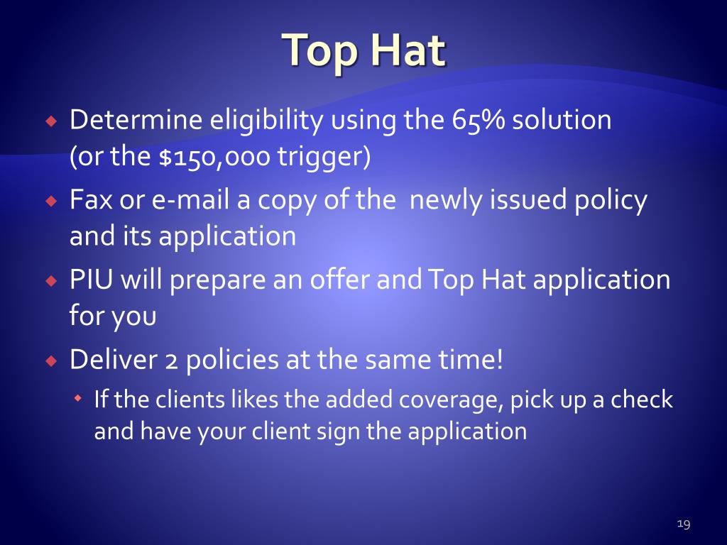 What does top hat mean in business