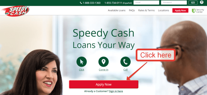 Speedy loan online application