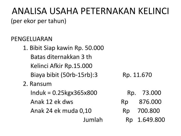 analisa usaha peternakan kelinci terbaru