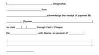 A business form giving written acknowledgement for cash received.