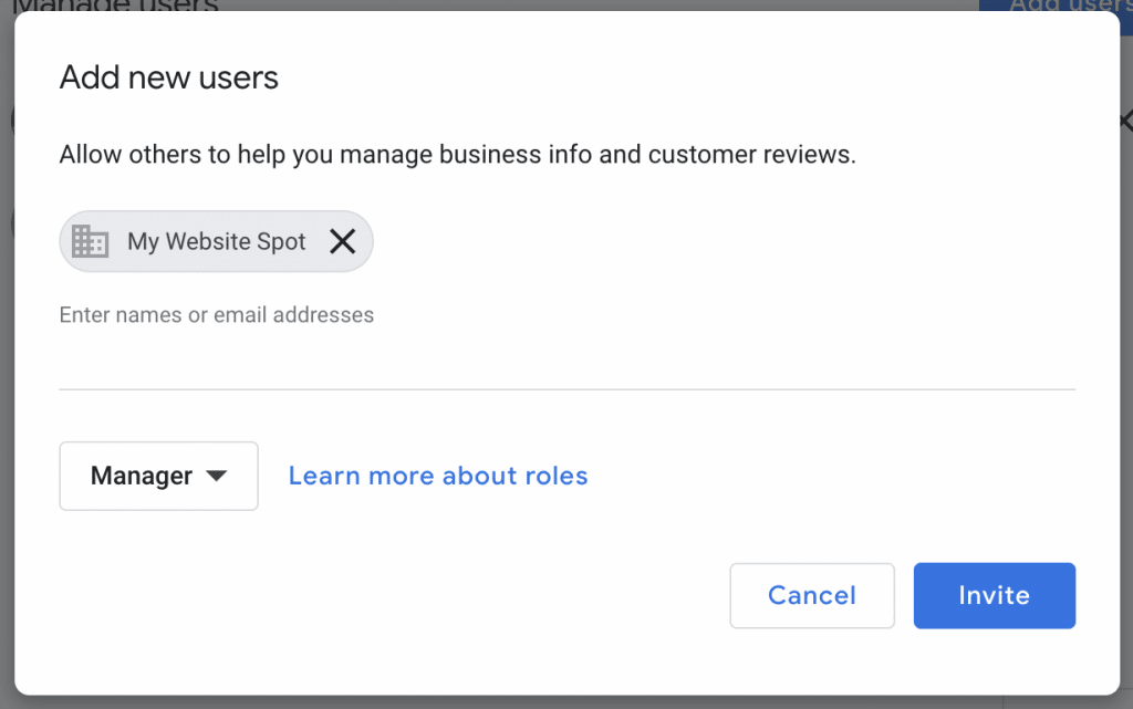 How to give access to google my business account