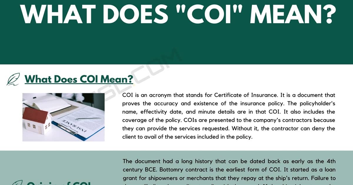 What does coi stand for in business