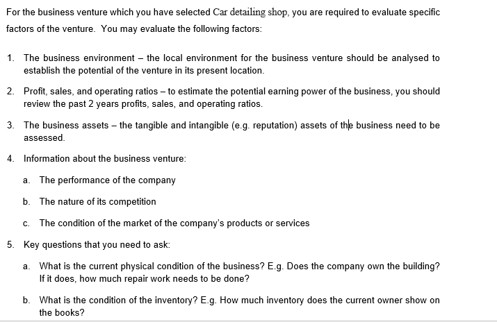 A business evaluates a proposed venture as follows